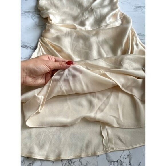 NWT Shona Joy La Lune Asymmetrical Bias Cowl Mini Dress in Cream - Picture 13 of 15